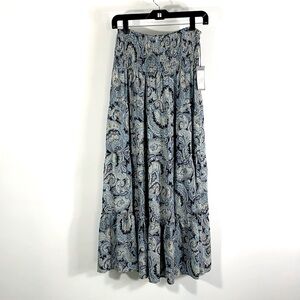 Paisley Printed Skirt or Strapless Dress; Blues